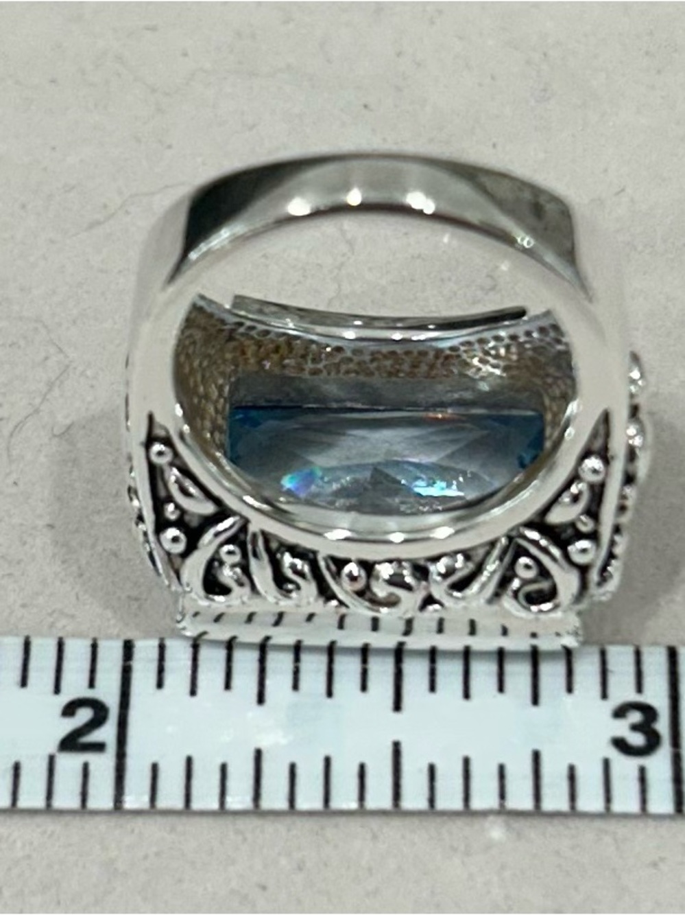 Barse Sterling Silver Ring with Light Blue Rectangular Gemstone - Picture 8 of 8